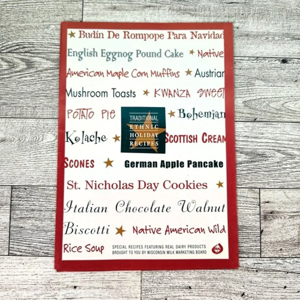 Traditional Ethnic Holiday Recipes 1998 Cookbook Booklet Wisconsin Milk Marketin